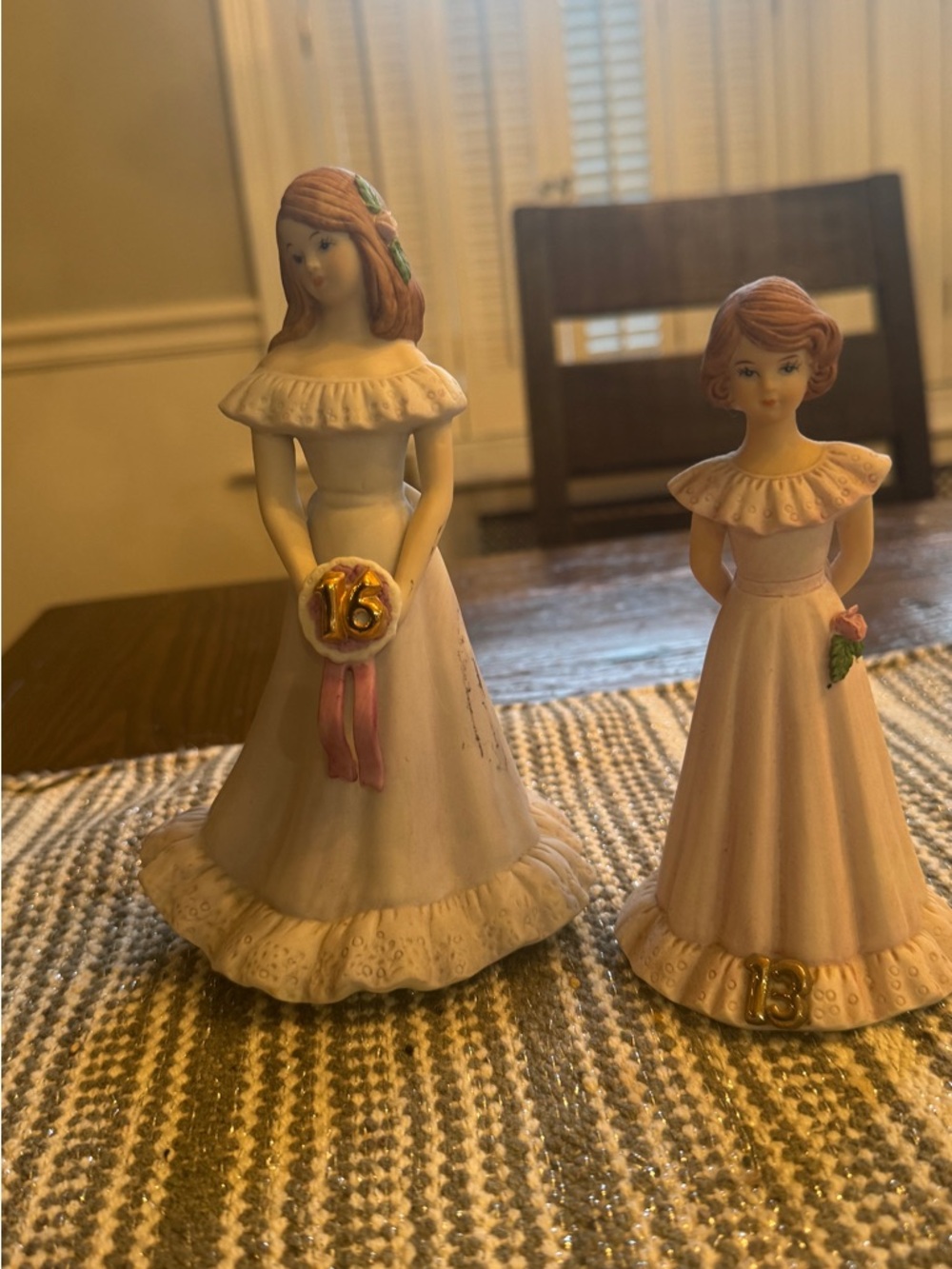 Classic Pink Porcelain Growing Up Figurine - ages 13 and 16